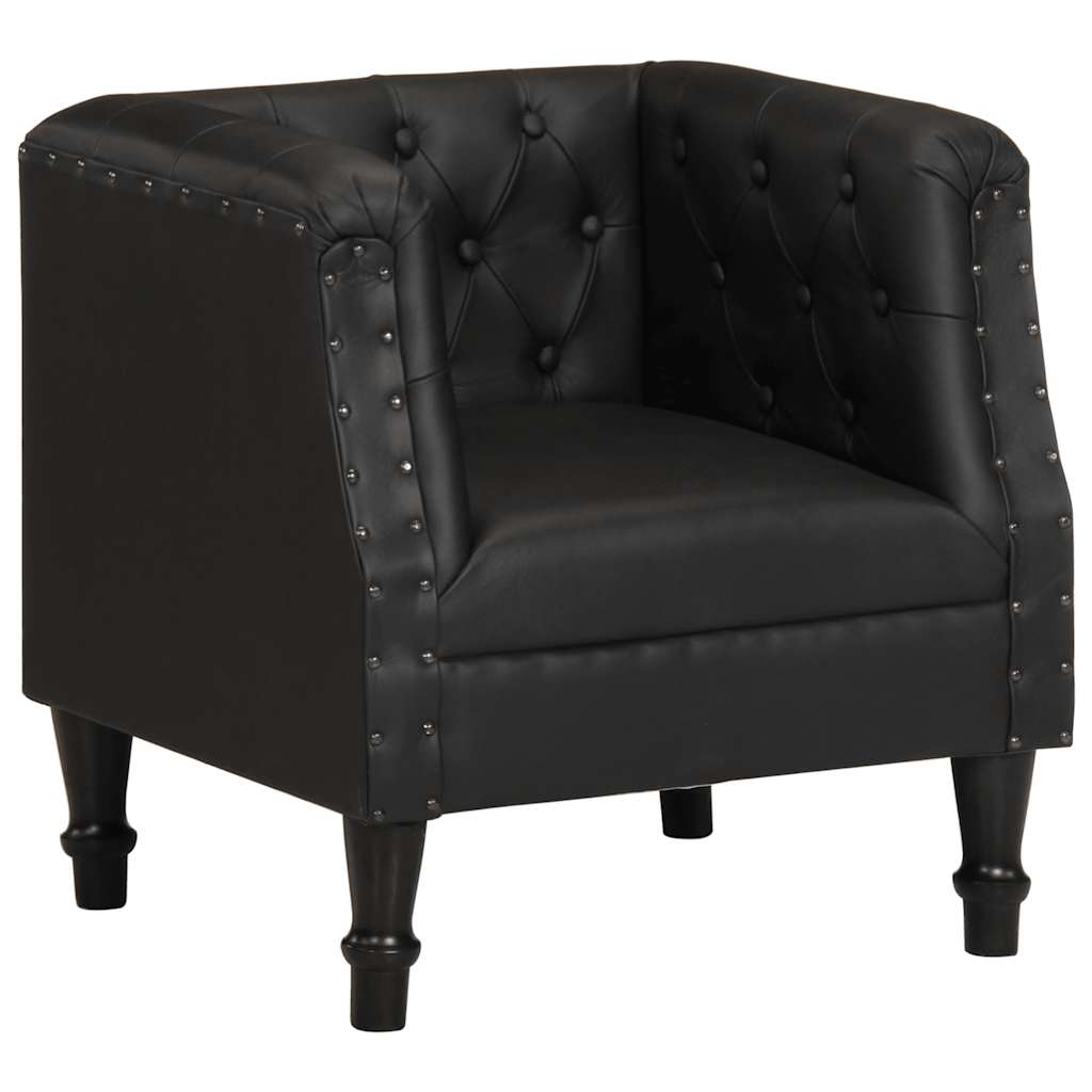 Armchair Goat Leather, Solid Mango Wood Medium Industrial