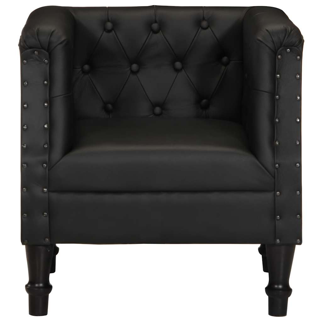 Armchair Goat Leather, Solid Mango Wood Medium Industrial