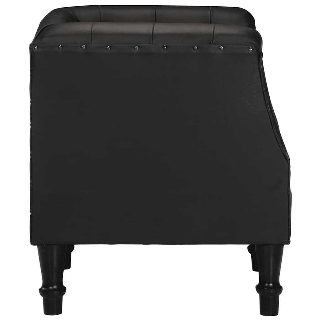Armchair Goat Leather, Solid Mango Wood Medium Industrial