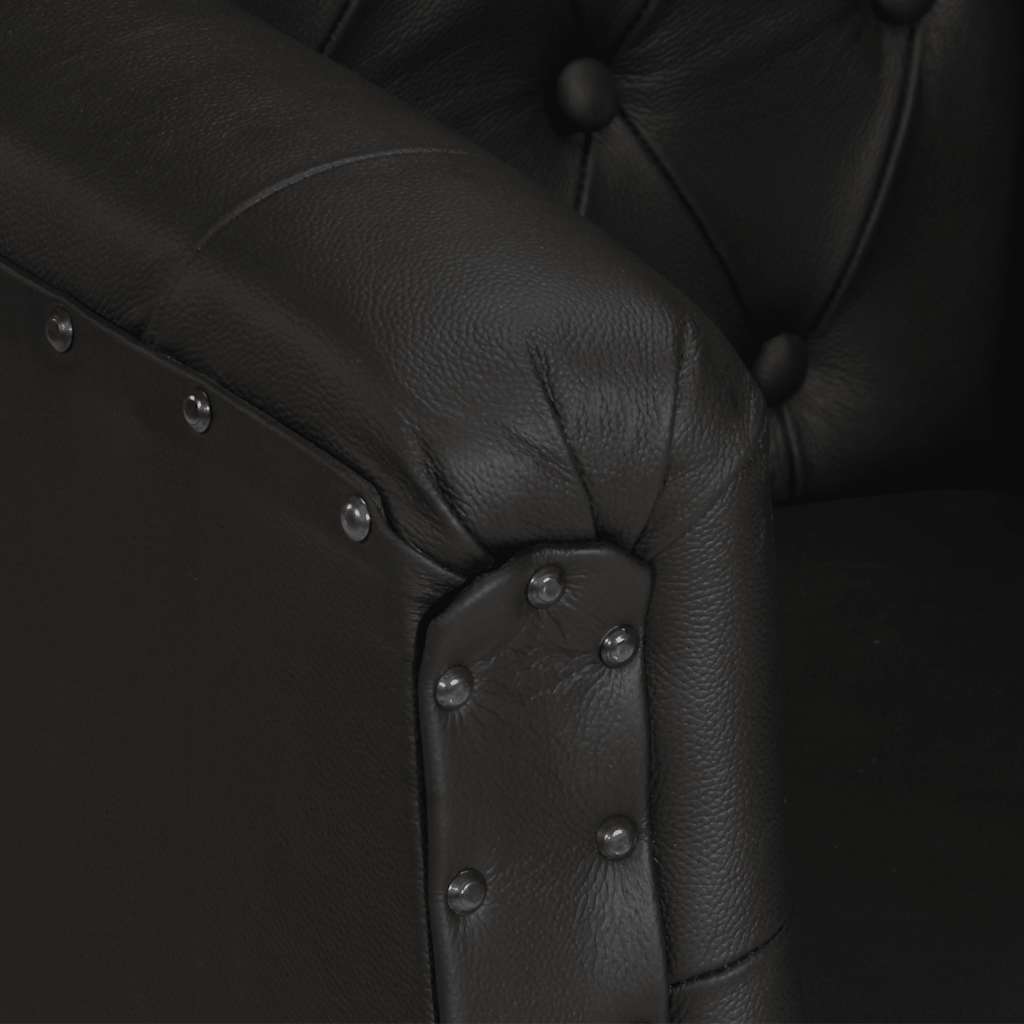 Armchair Goat Leather, Solid Mango Wood Medium Industrial