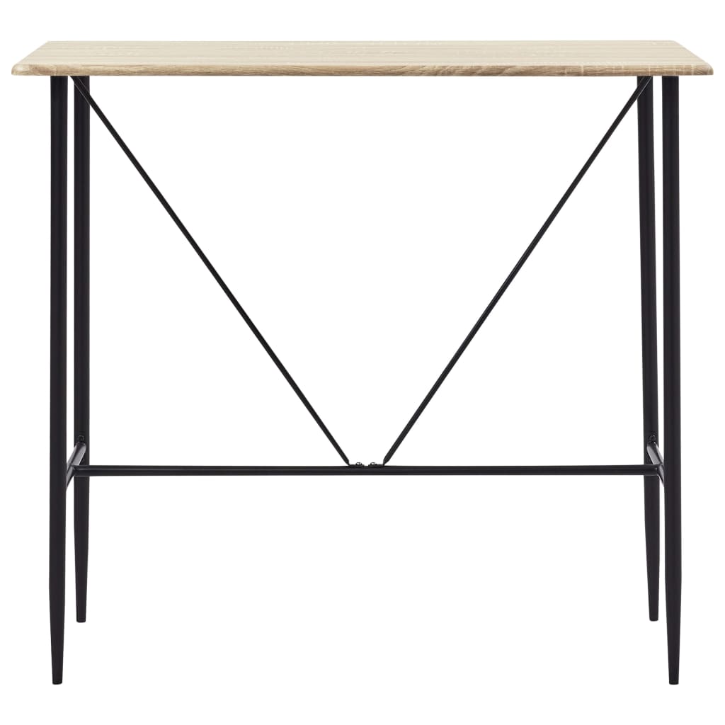 Bar Set Oak And Black Mdf, Plastic, Steel Standard Durable