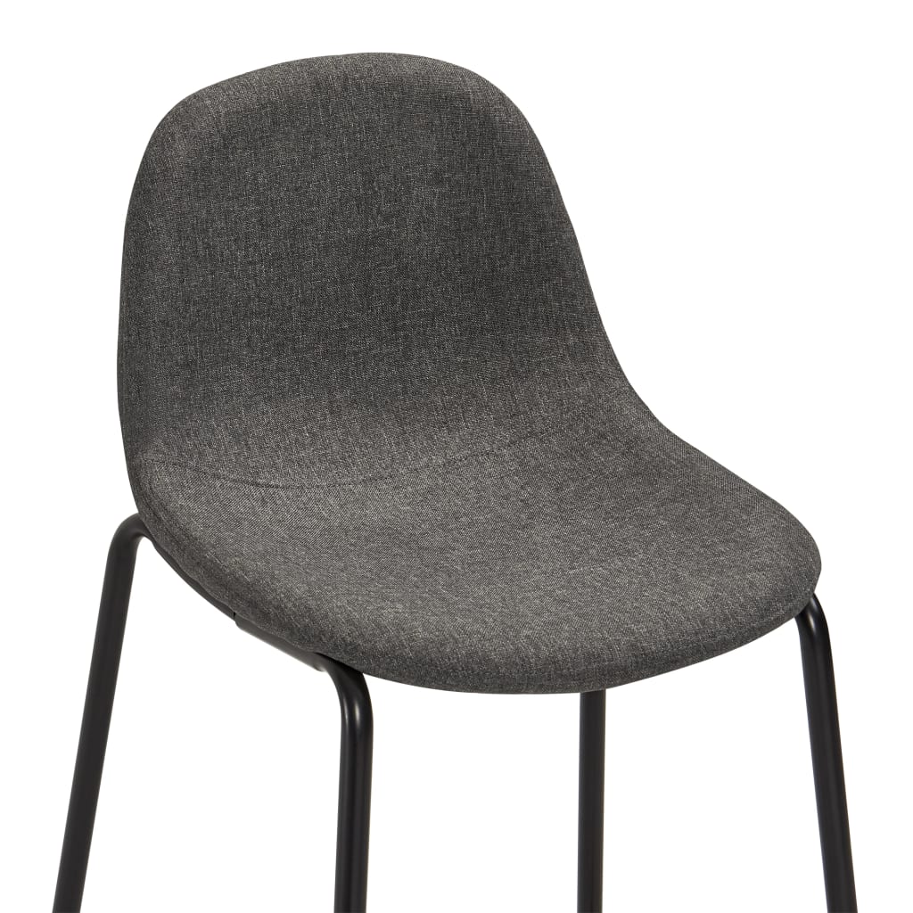 Bar Set Black, Dark Grey Mdf, Powder-Coated Steel, Fabric Upholstery
