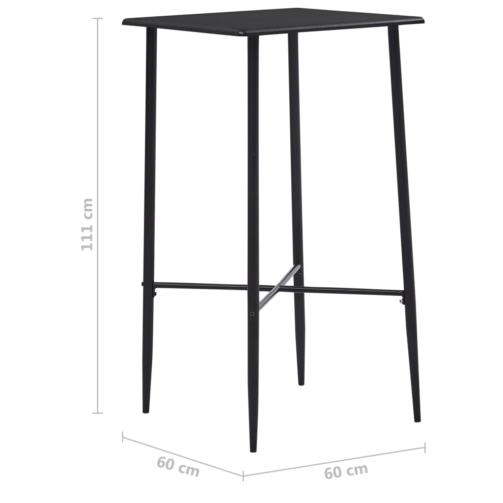 Bar Set Black, Dark Grey Mdf, Powder-Coated Steel, Fabric Upholstery