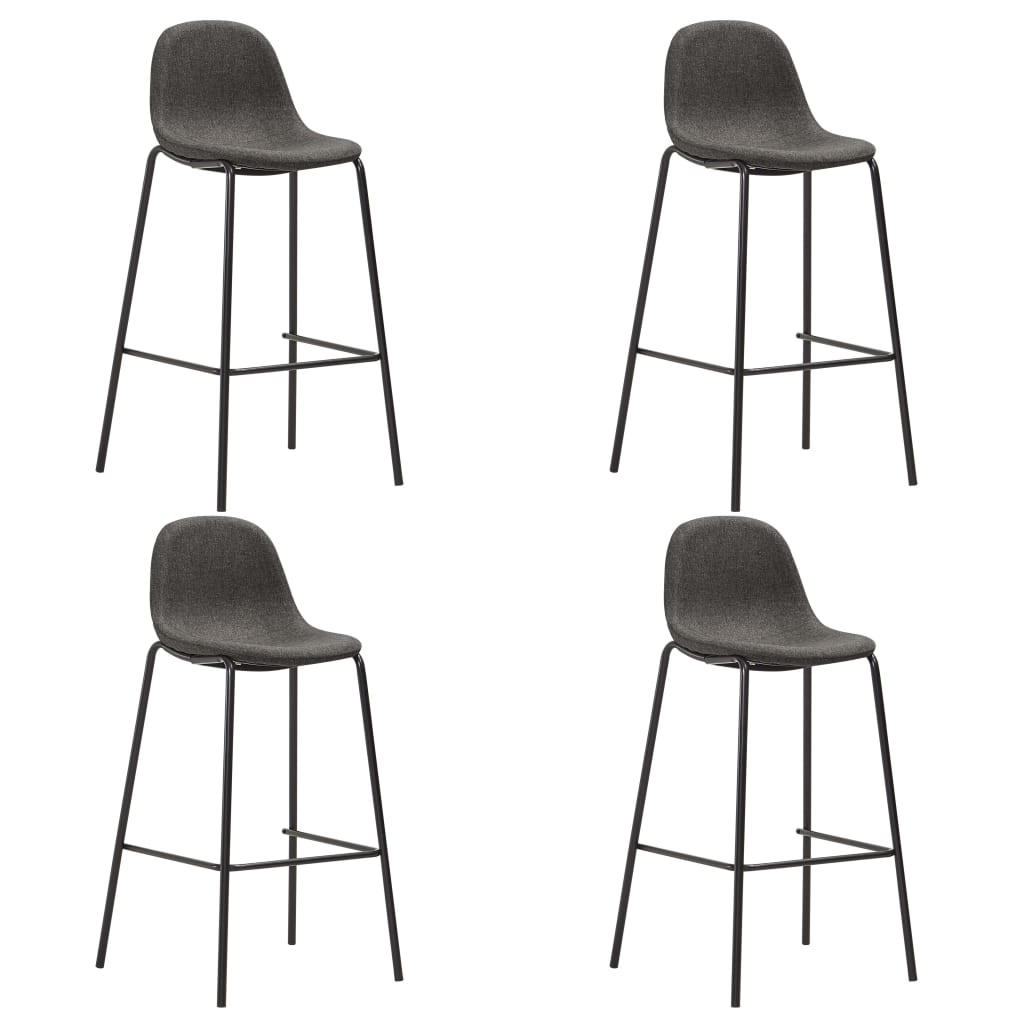 Bar Set Black, Dark Grey Mdf, Powder-Coated Steel, Fabric Upholstery