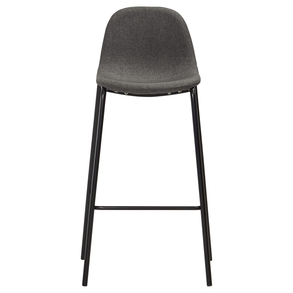 Bar Set Black, Dark Grey Mdf, Powder-Coated Steel, Fabric Upholstery