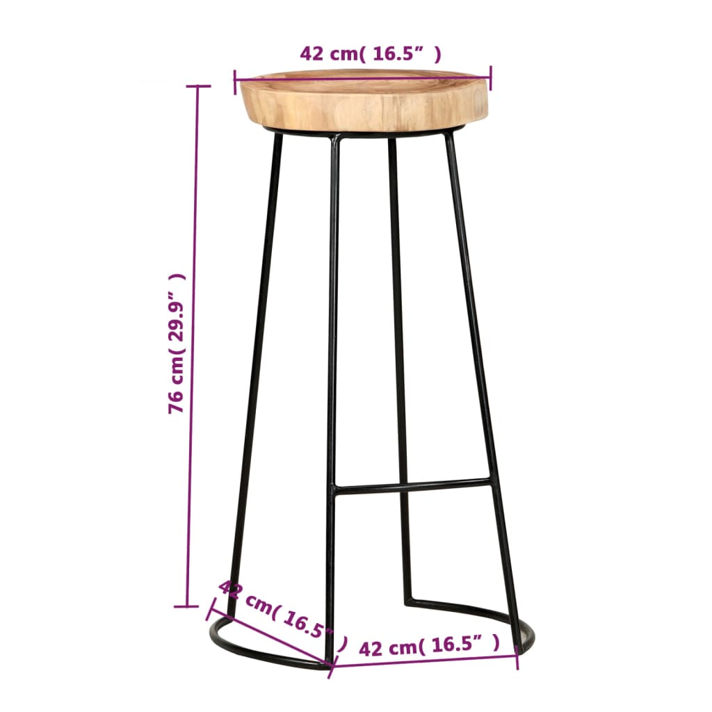 Bar Stool Set Of 2 Natural, Black