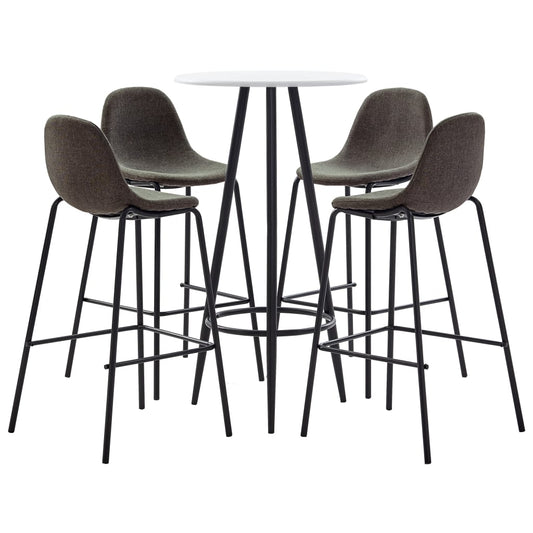 Bar Set White And Dark Grey Mdf And Fabric Upholstery Standard