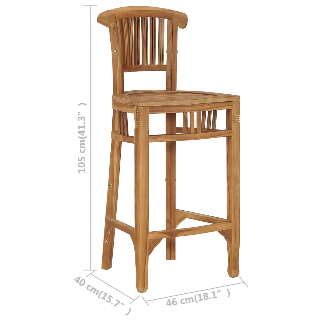 Bar Chair Natural Teak Fine Sanded Teak Hardwood Pub Height