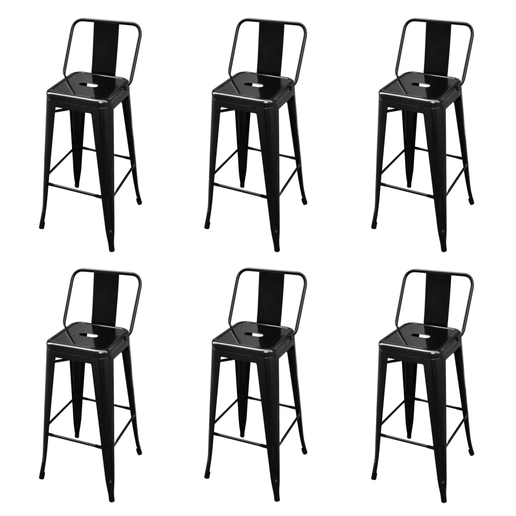 Bar Stool Set Of 2 Steel Standard Footrest Minimalist