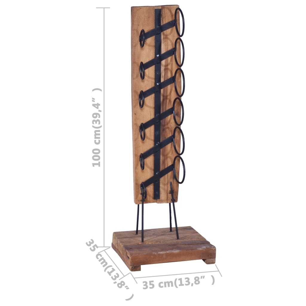 Wine Rack For 6 Bottles 13.8&quot;X13.8&quot;X39.4&quot; Solid Teak Wood