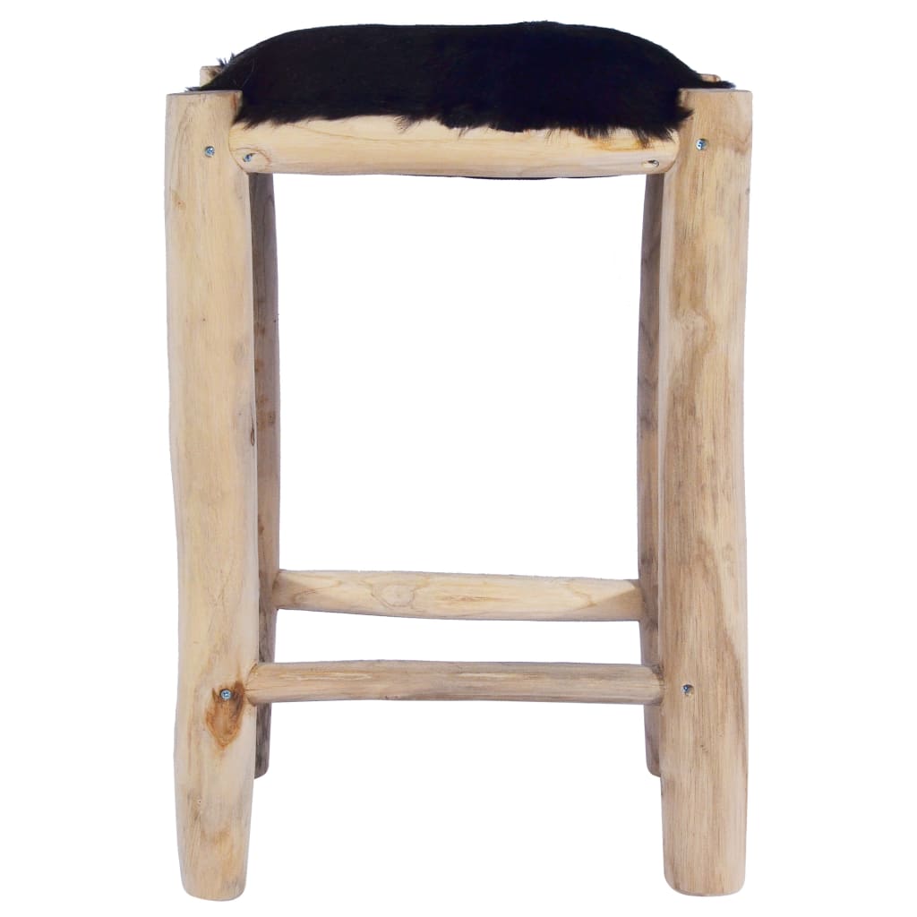 Bar Stool Natural Wood, Brown, Black