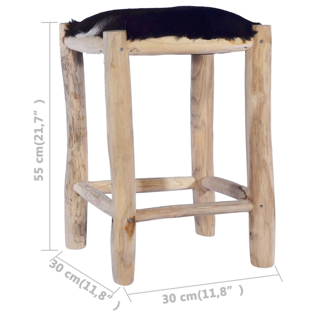 Bar Stool Natural Wood, Brown, Black