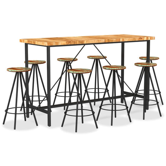 Bar Set Natural Wood Finish And Black