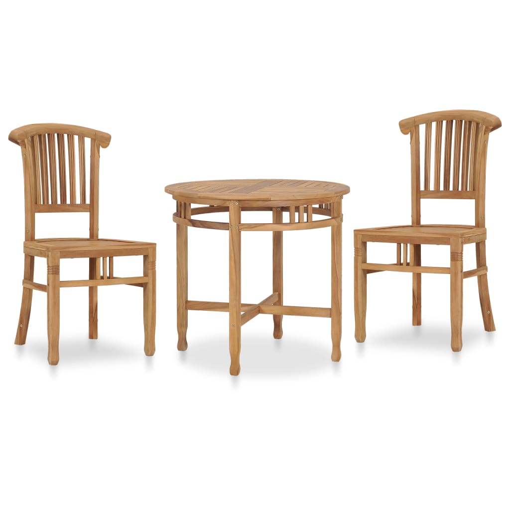 3 Piece Patio Dining Set Solid Teak Wood