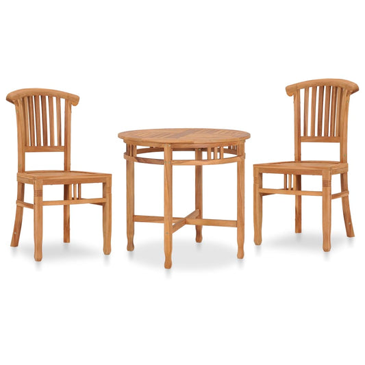 3 Piece Patio Dining Set Solid Teak Wood