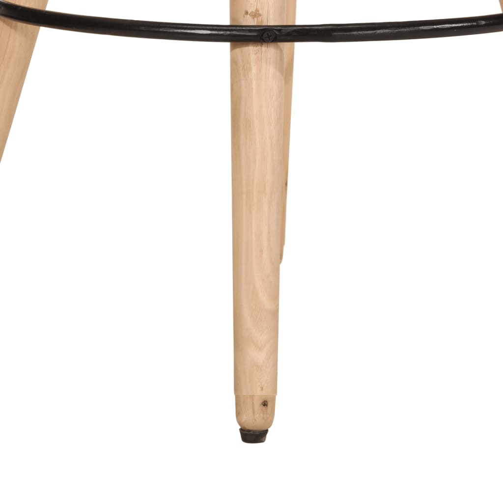 Bar Stool Brown Real Goat Leather, Solid Mango Wood Medium