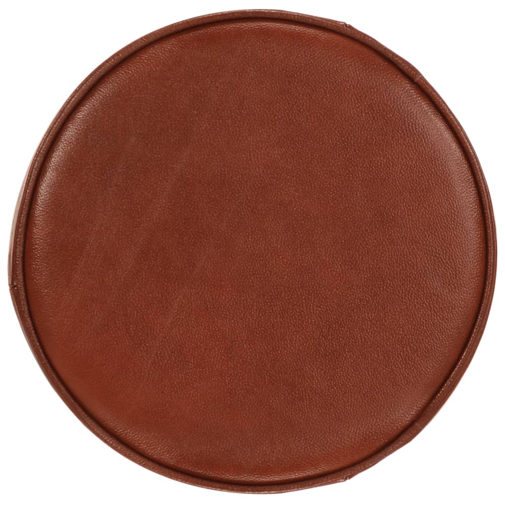 Bar Stool Brown Genuine Goat Leather, Cast Iron Adjustable