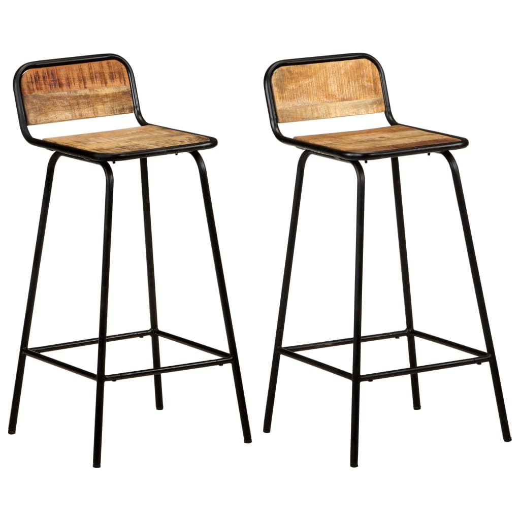 Bar Stool Set Of 2 Natural Wood, Black