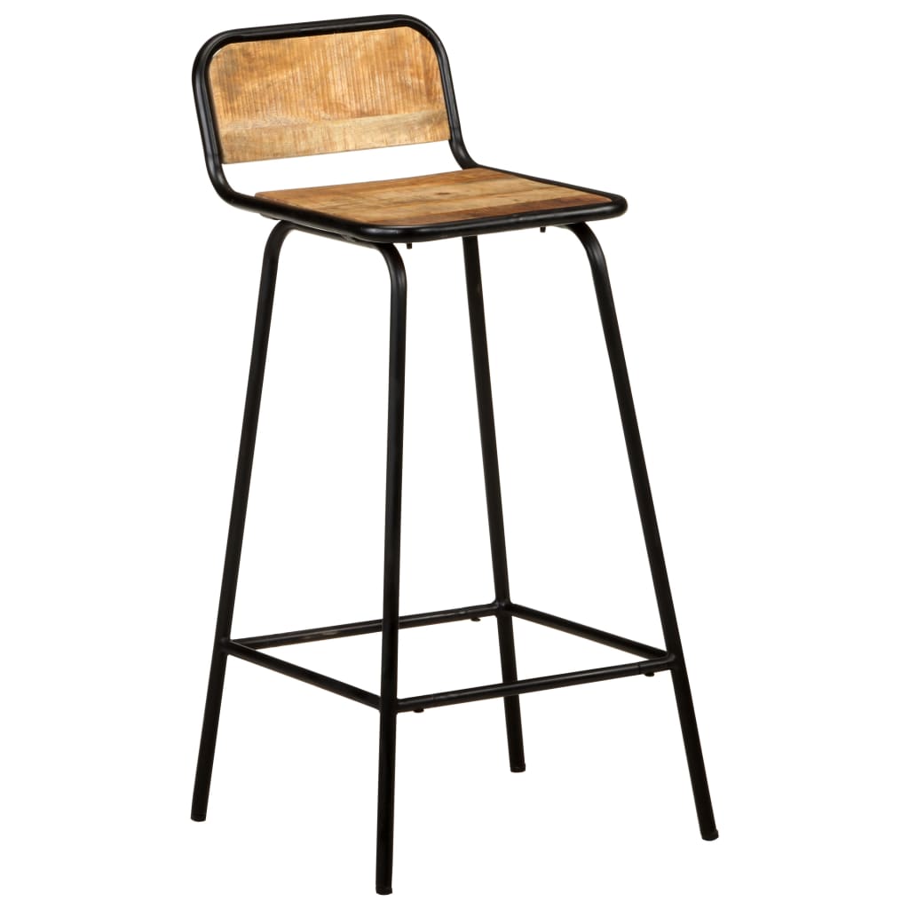 Bar Stool Set Of 2 Natural Wood, Black