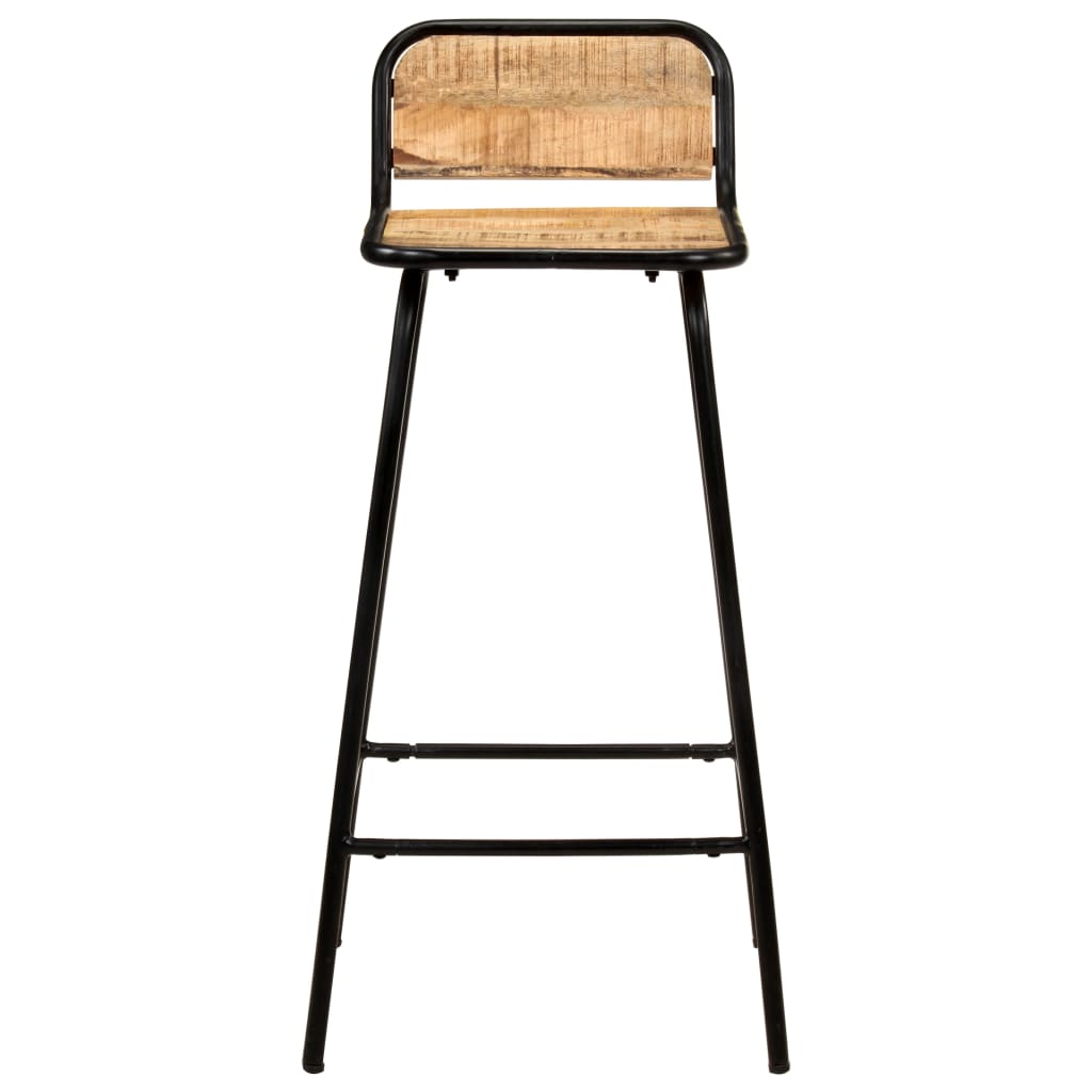 Bar Stool Set Of 2 Natural Wood, Black