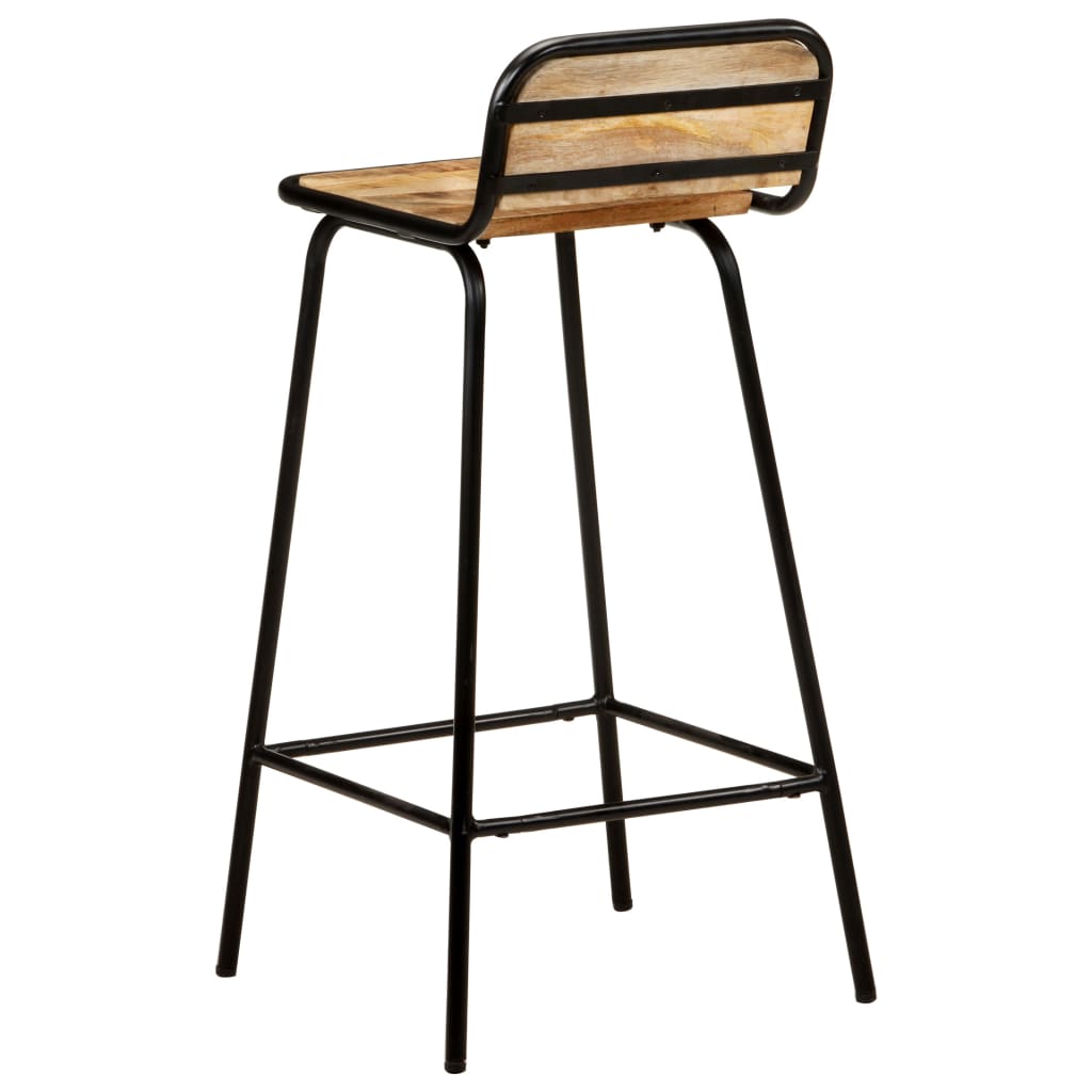 Bar Stool Set Of 2 Natural Wood, Black