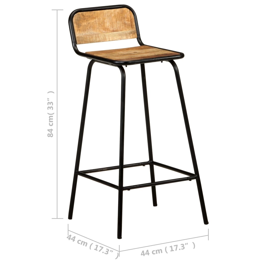 Bar Stool Set Of 2 Natural Wood, Black