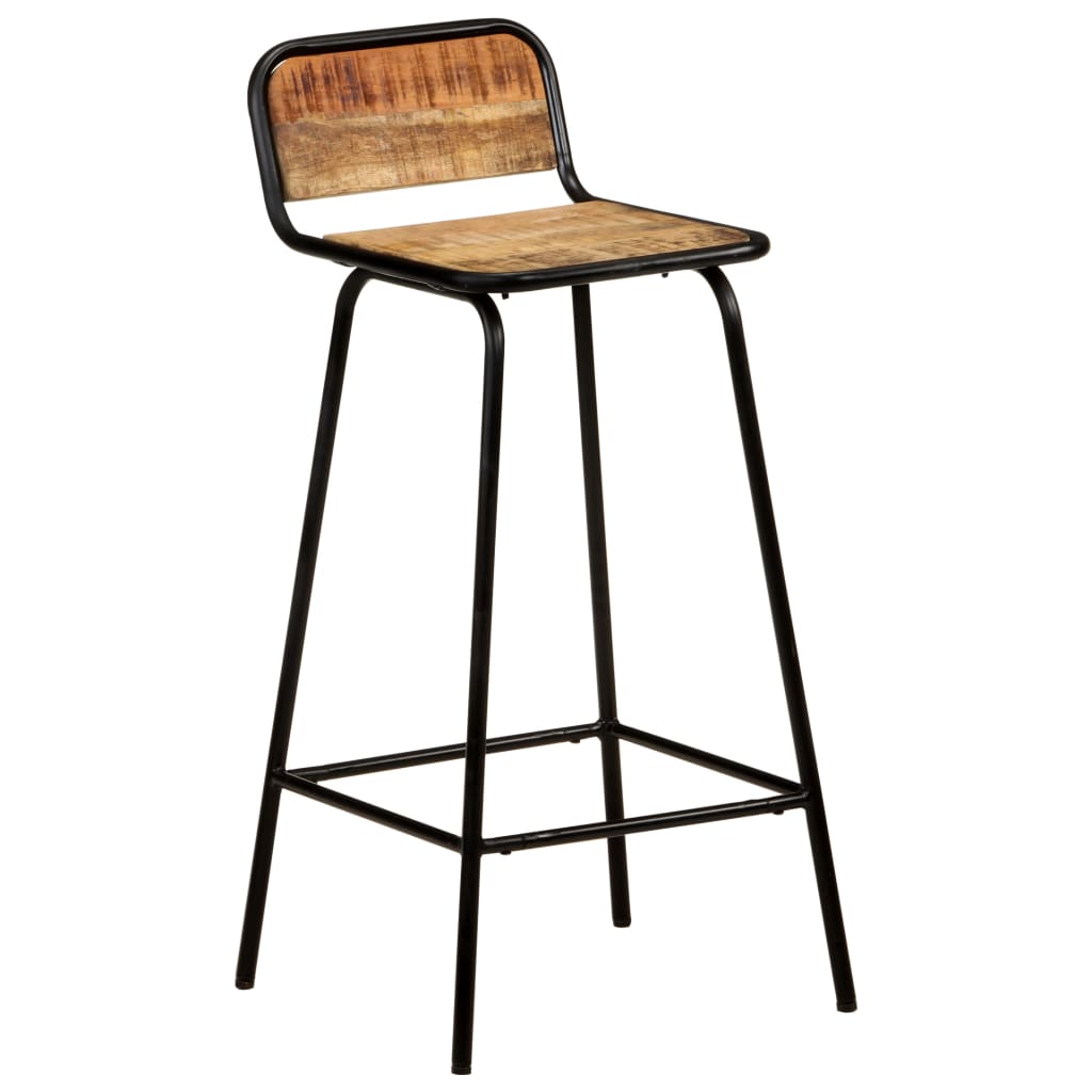 Bar Stool Set Of 2 Natural Wood, Black