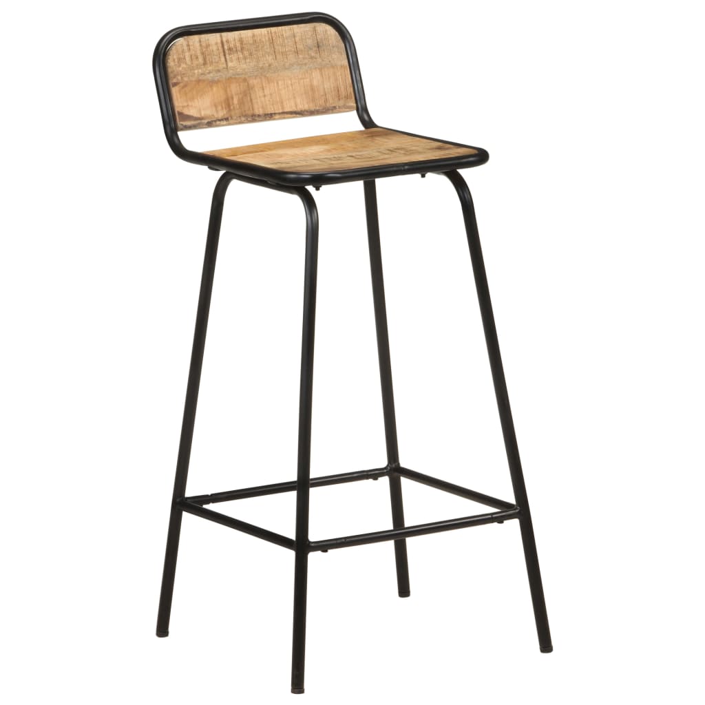 Bar Stool Set Of 2 Natural Wood, Black