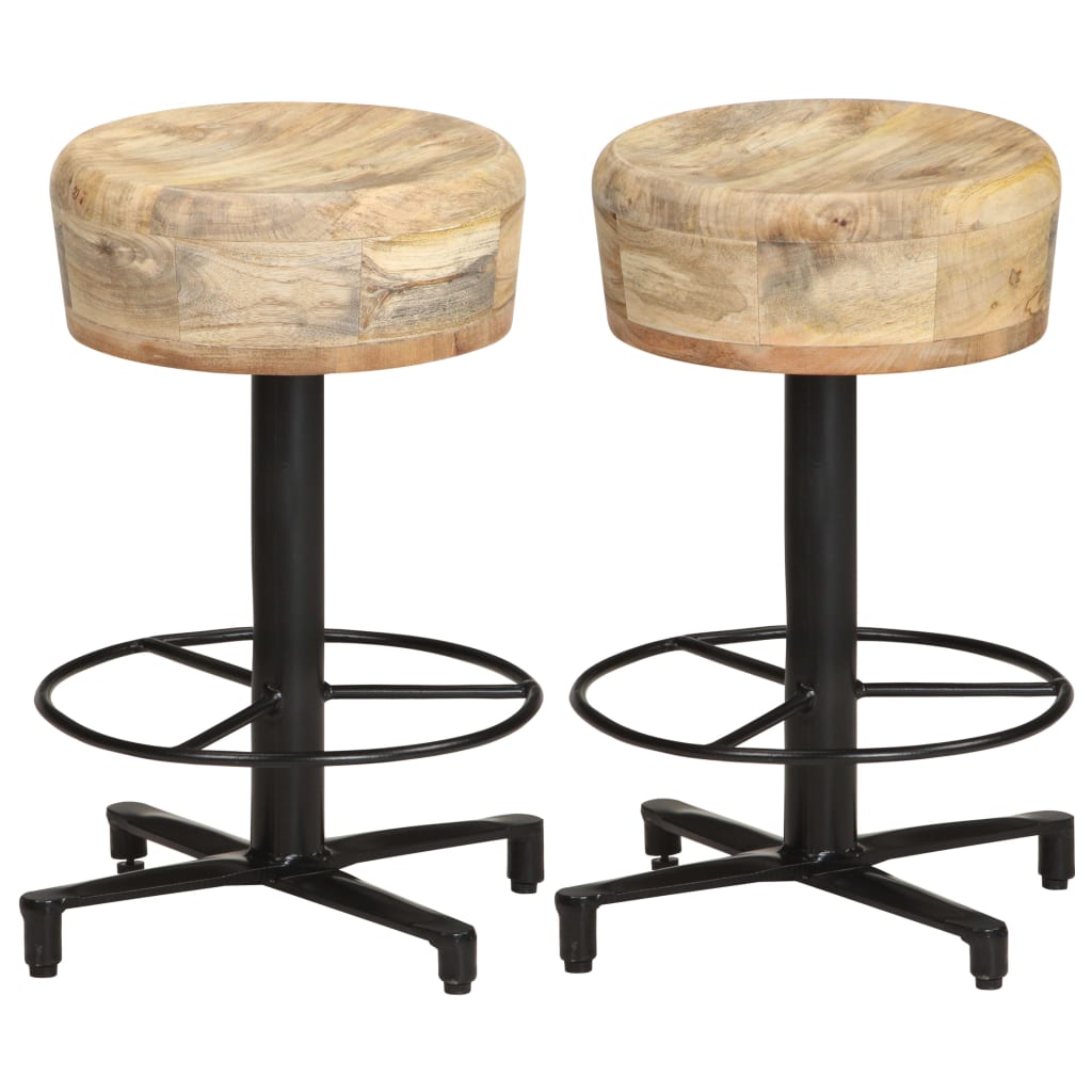 Bar Stool Set Of 2 Natural Wood
