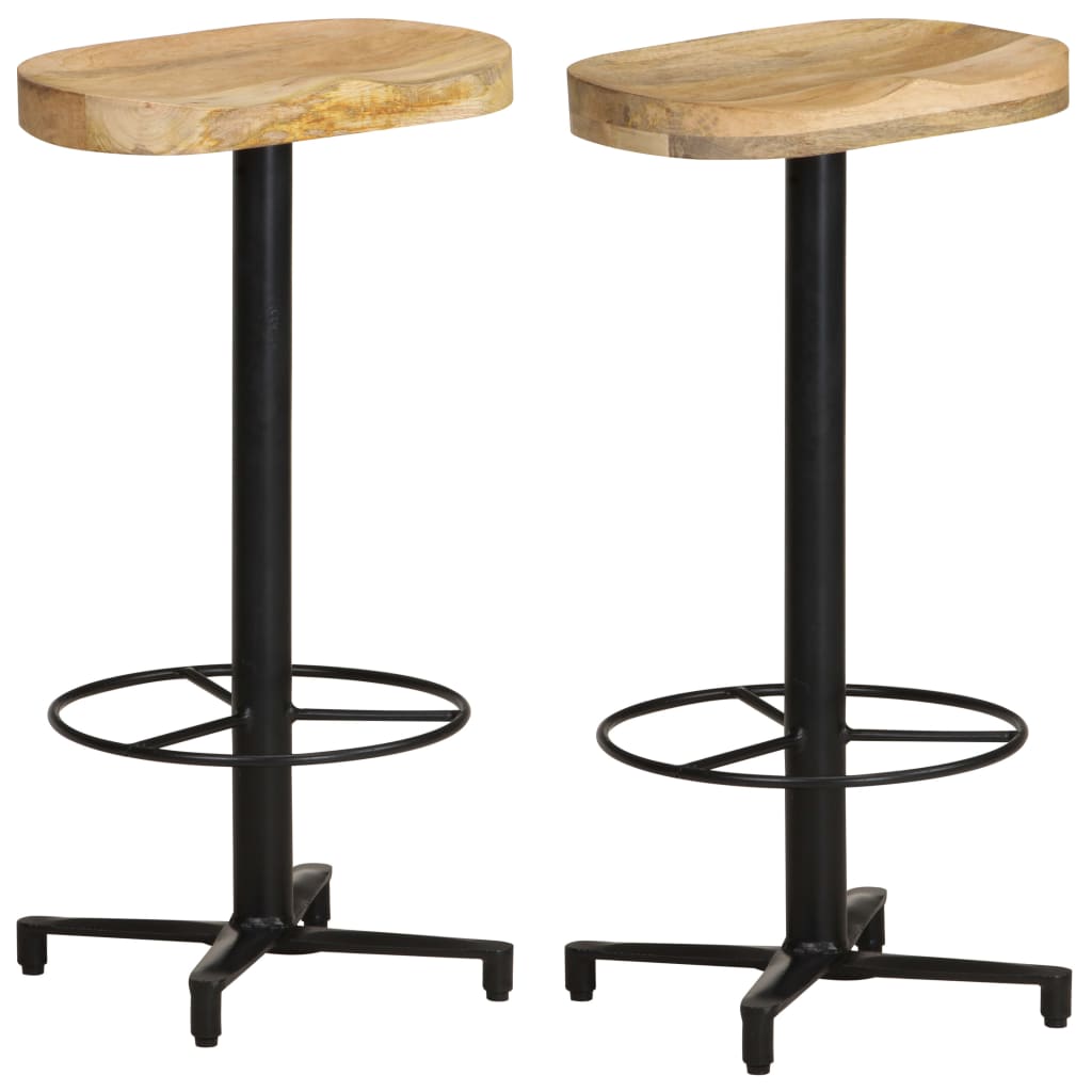 Bar Stool Set Of 2 Natural Wood, Black