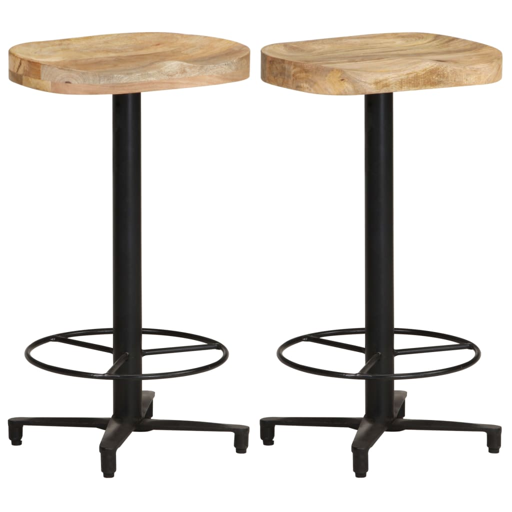 Bar Stool Set Of 2 Natural Wood, Black