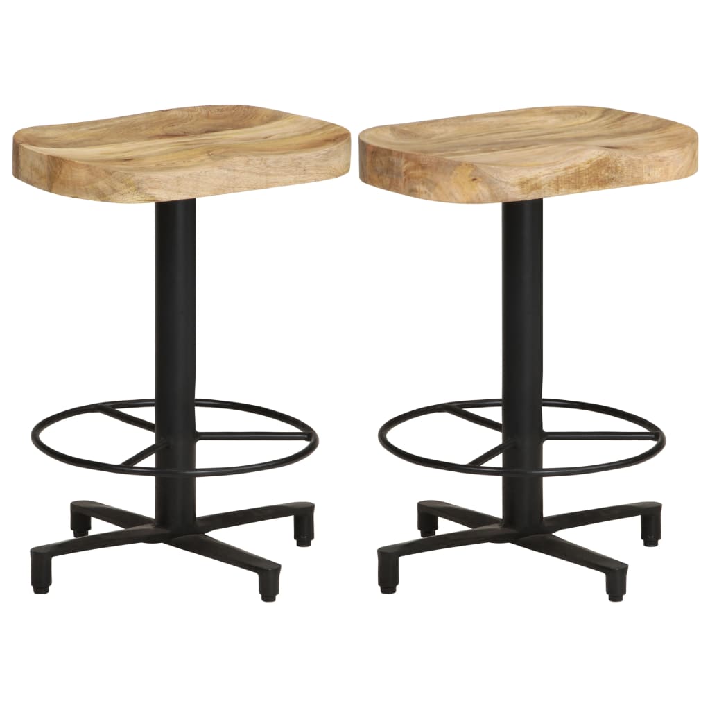 Bar Stool Set Of 2 Natural Wood, Black