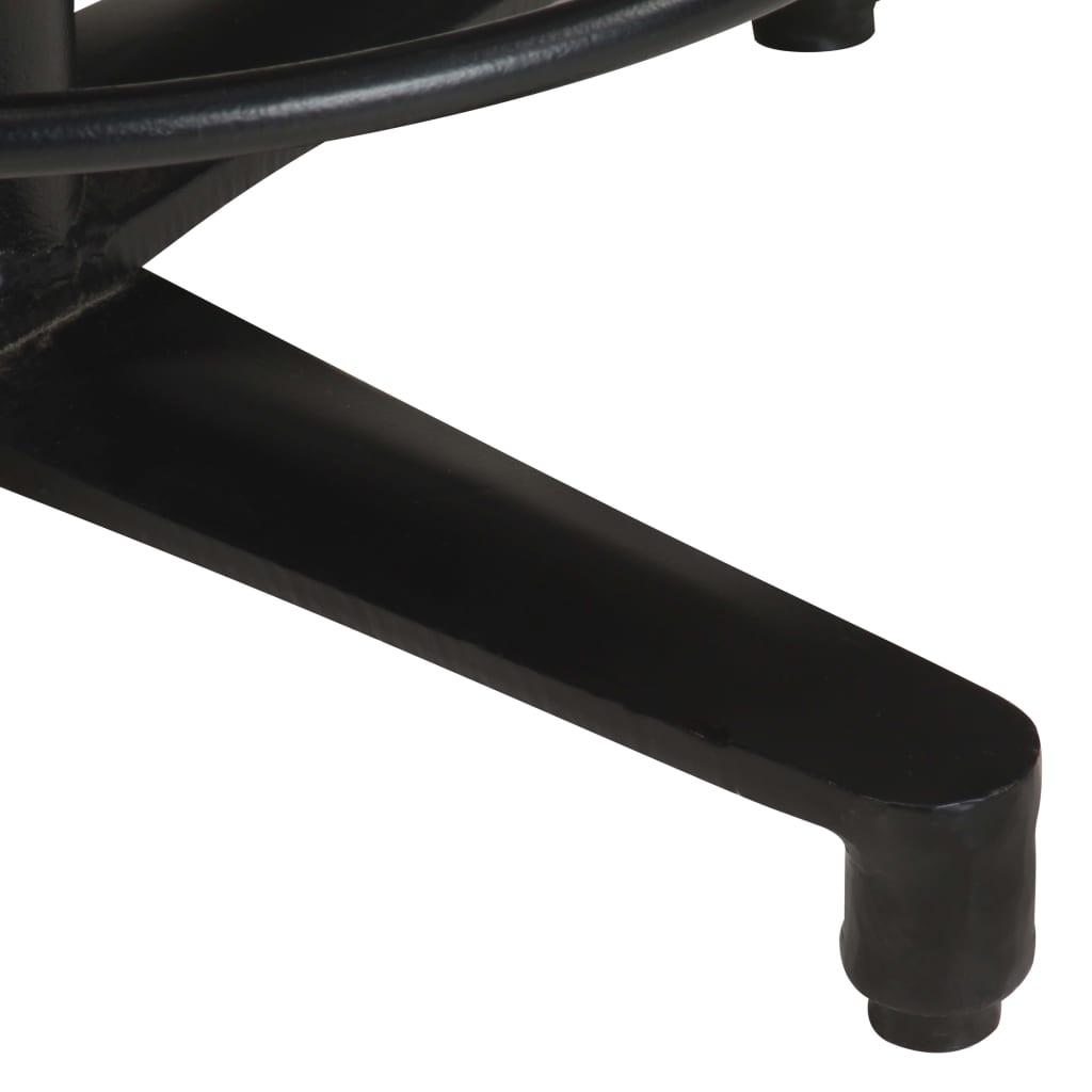 Bar Stool Set Of 2 Brown, Black Real Leather, Powder-Coated Iron