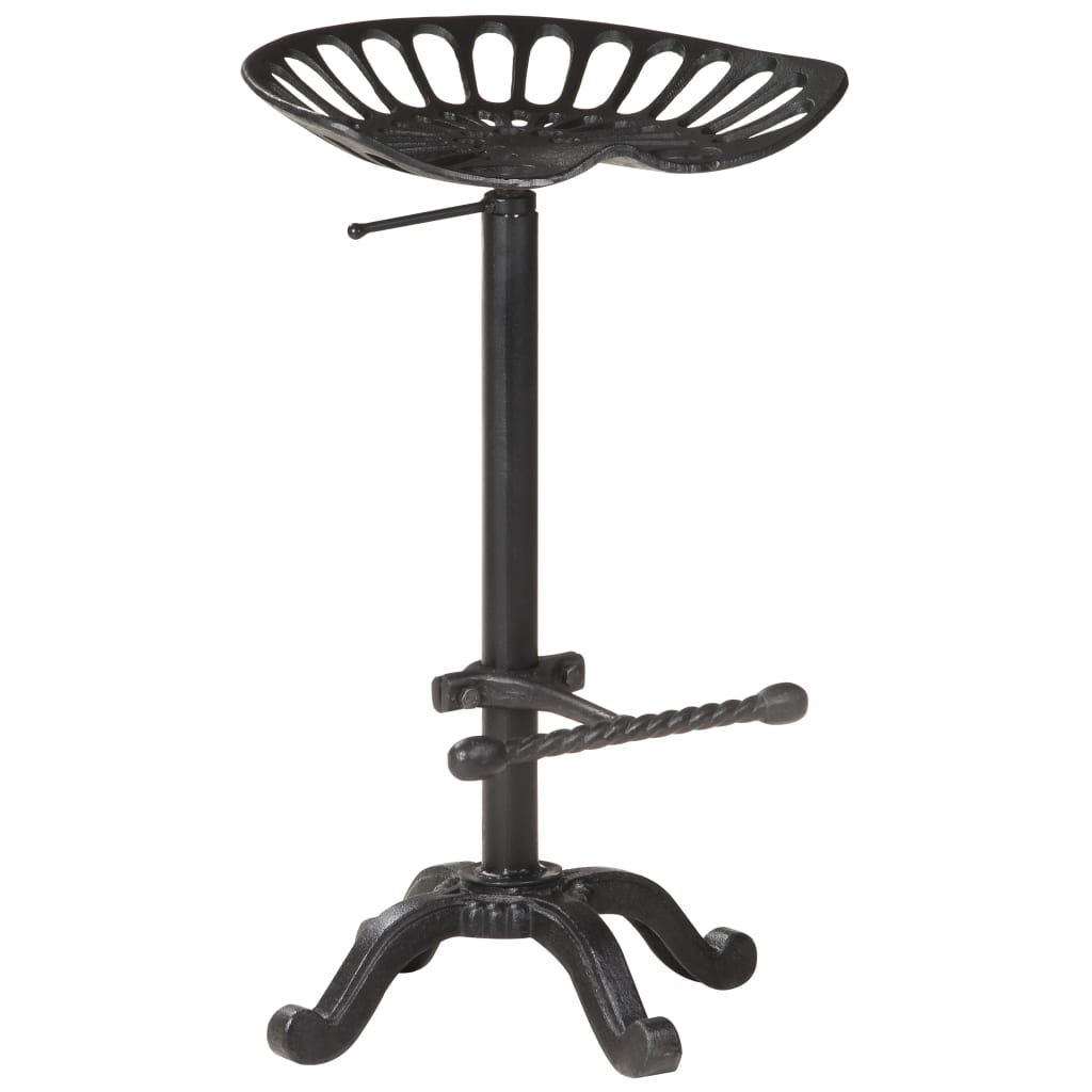 Bar Stool Black Cast Iron Counter Height Adjustable Retro
