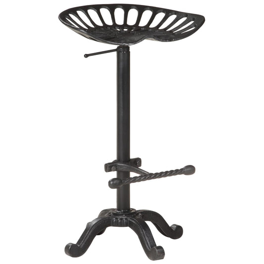 Bar Stool Black Cast Iron Counter Height Adjustable Retro