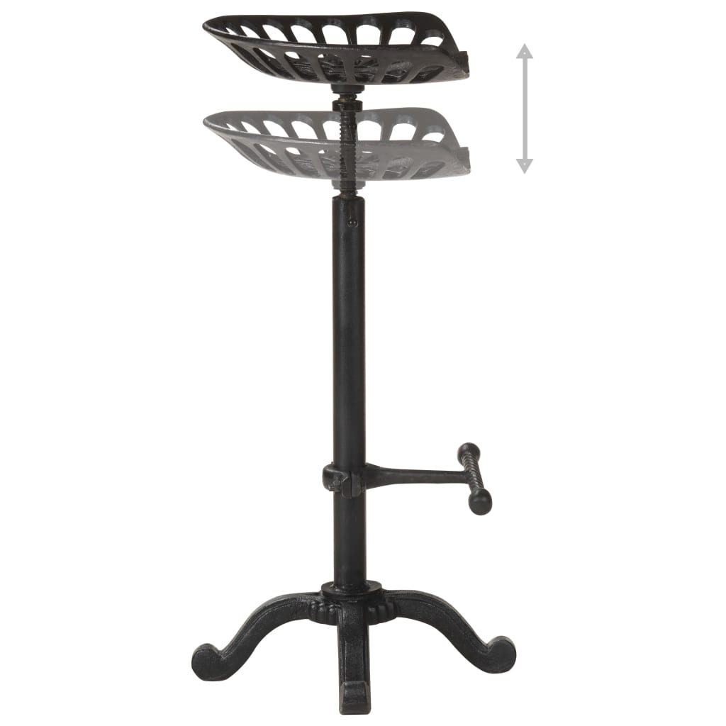 Bar Stool Black Cast Iron Counter Height Adjustable Retro