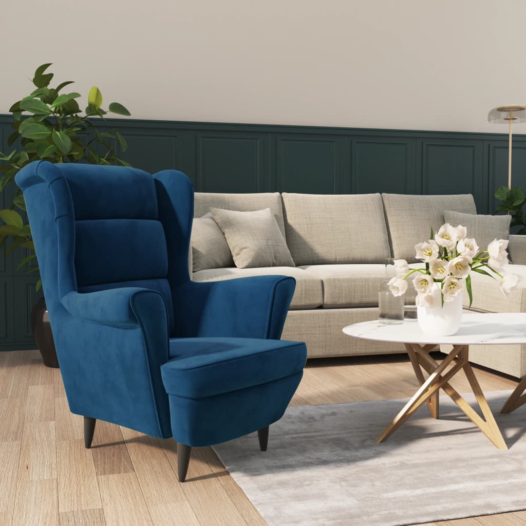 Armchair Light Grey Velvet (100% Polyester), Plywood Medium