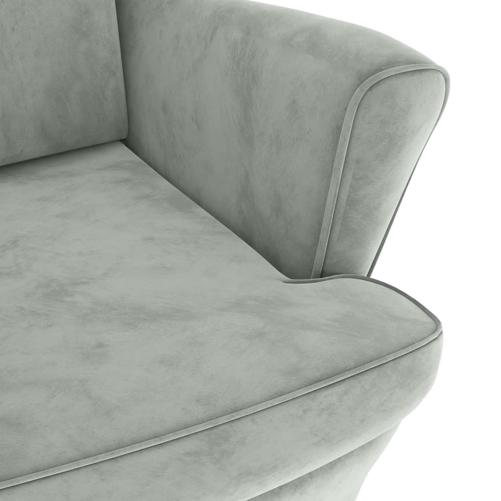 Armchair Light Grey Velvet (100% Polyester), Plywood Medium