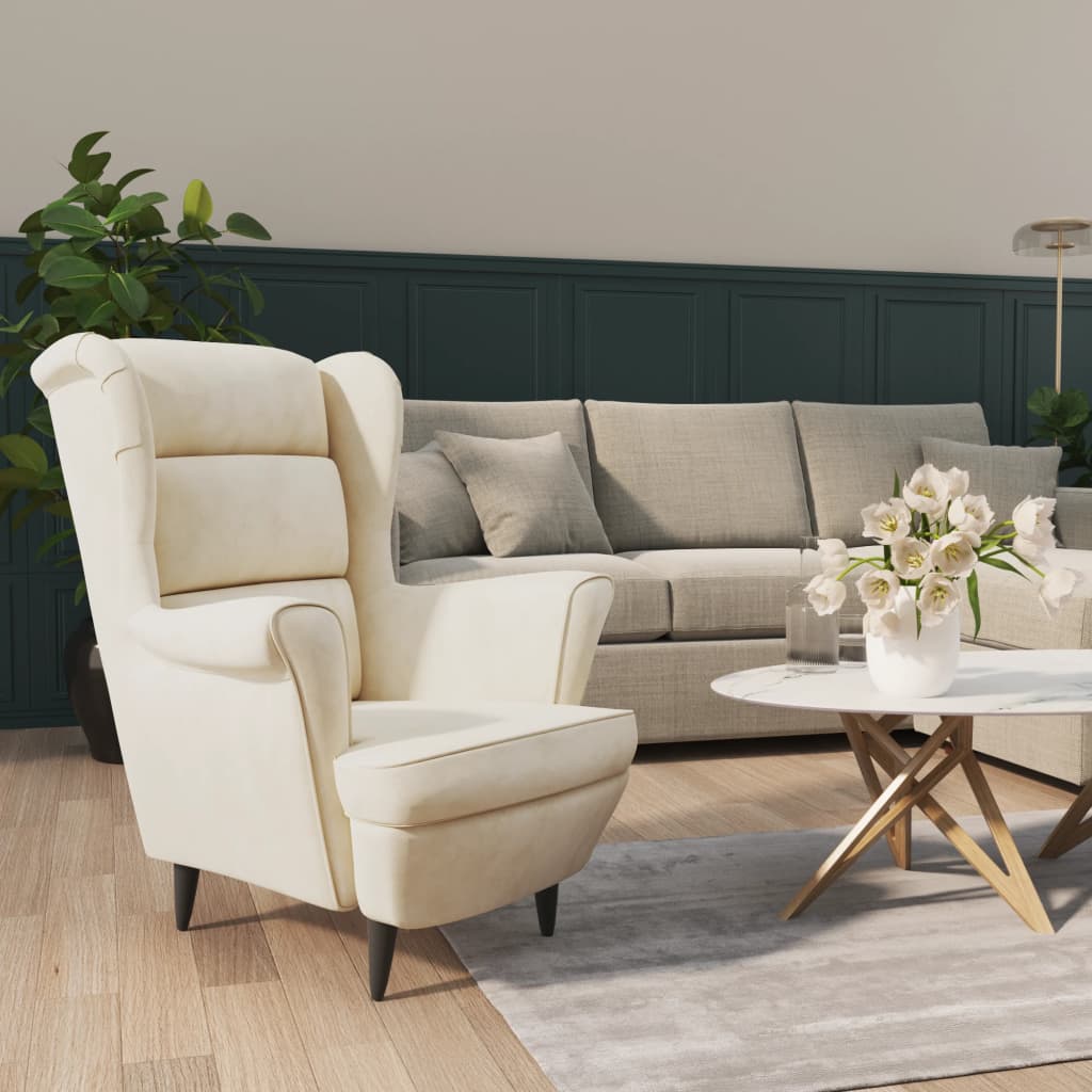 Armchair Light Grey Velvet (100% Polyester), Plywood Medium