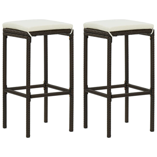Bar Stool Set Of 2 Pe Rattan, Steel Standard Footrest