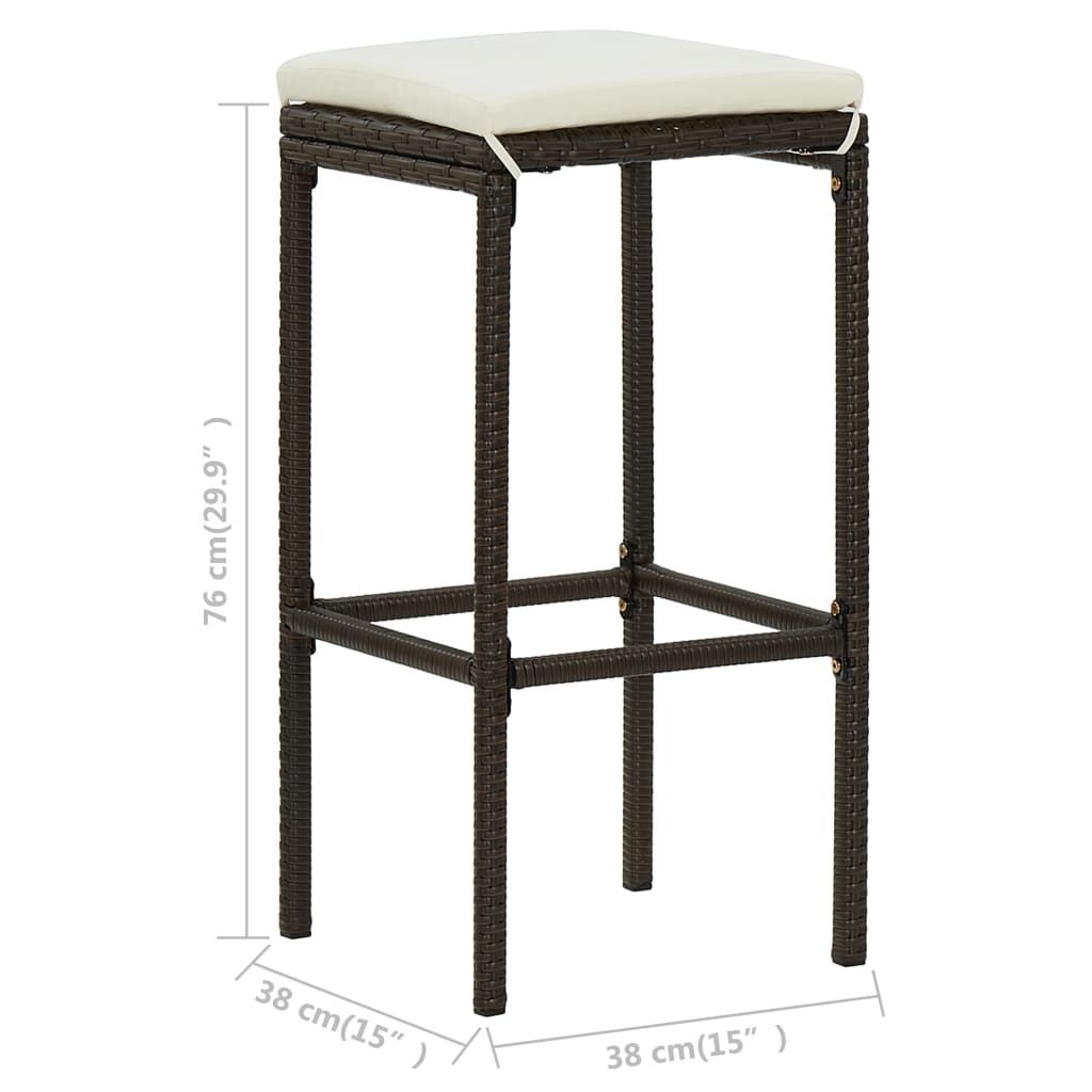 Bar Stool Set Of 2 Pe Rattan, Steel Standard Footrest