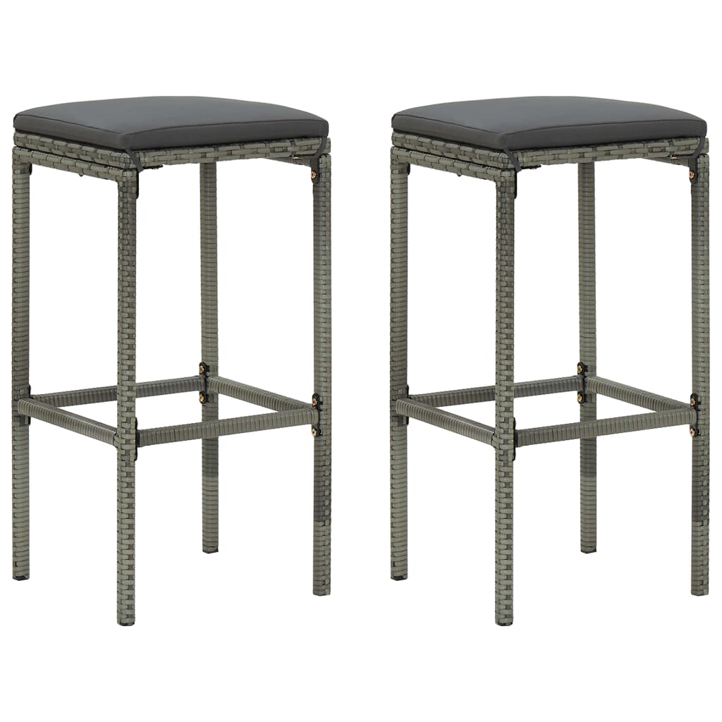 Bar Stool Set Of 2 Pe Rattan, Steel Standard Footrest