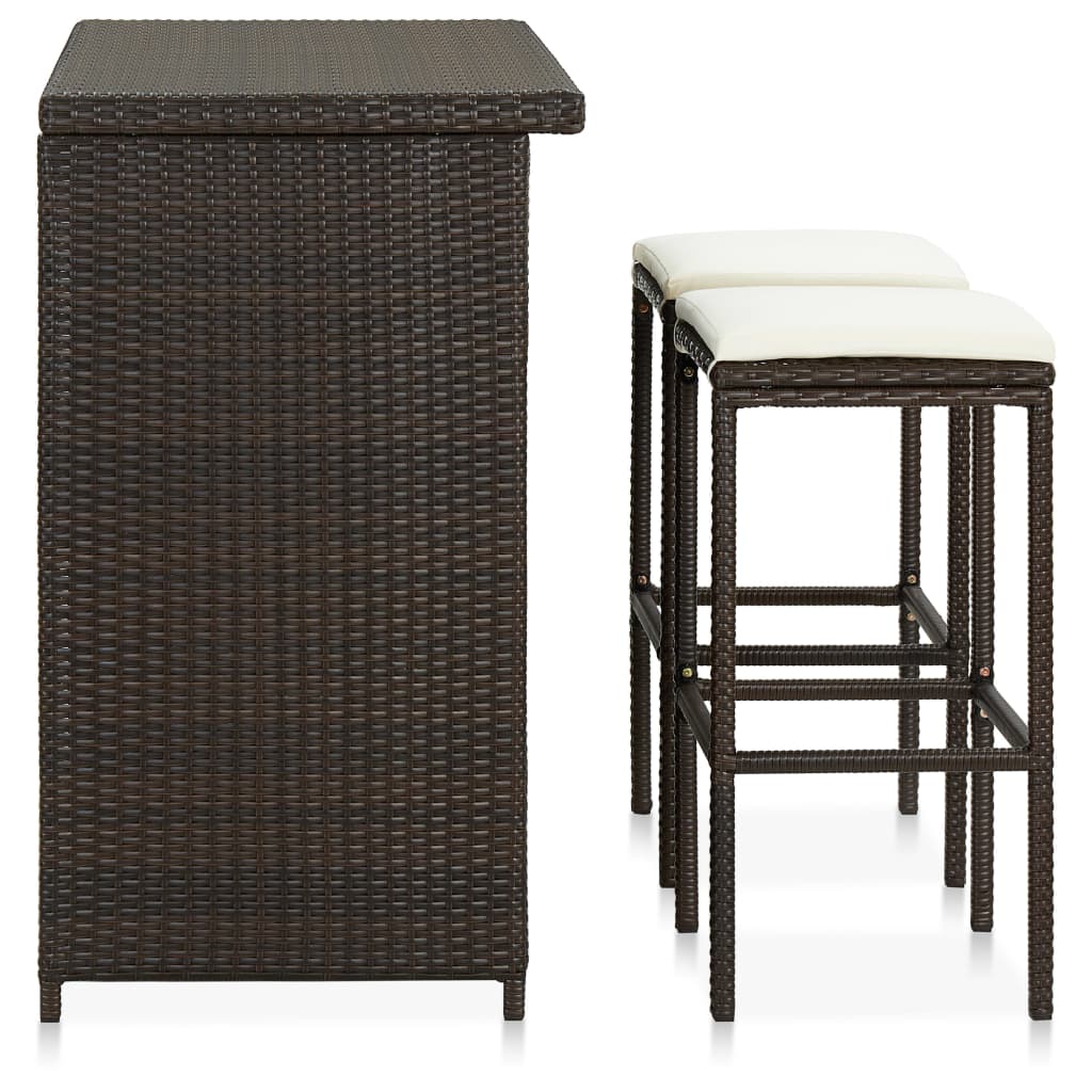 Bar Set Pe Rattan, Steel Large Bar Set Rectangular