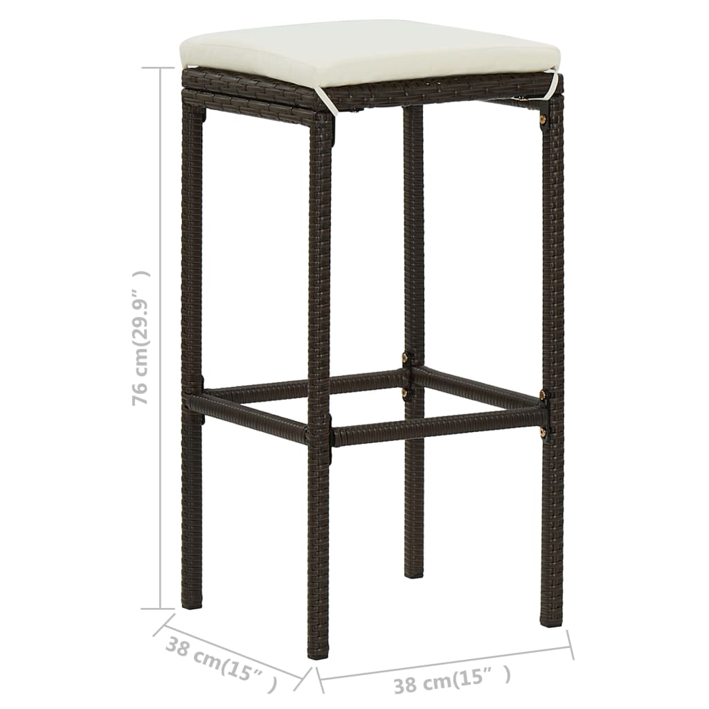 Bar Set Pe Rattan, Steel Large Bar Set Rectangular