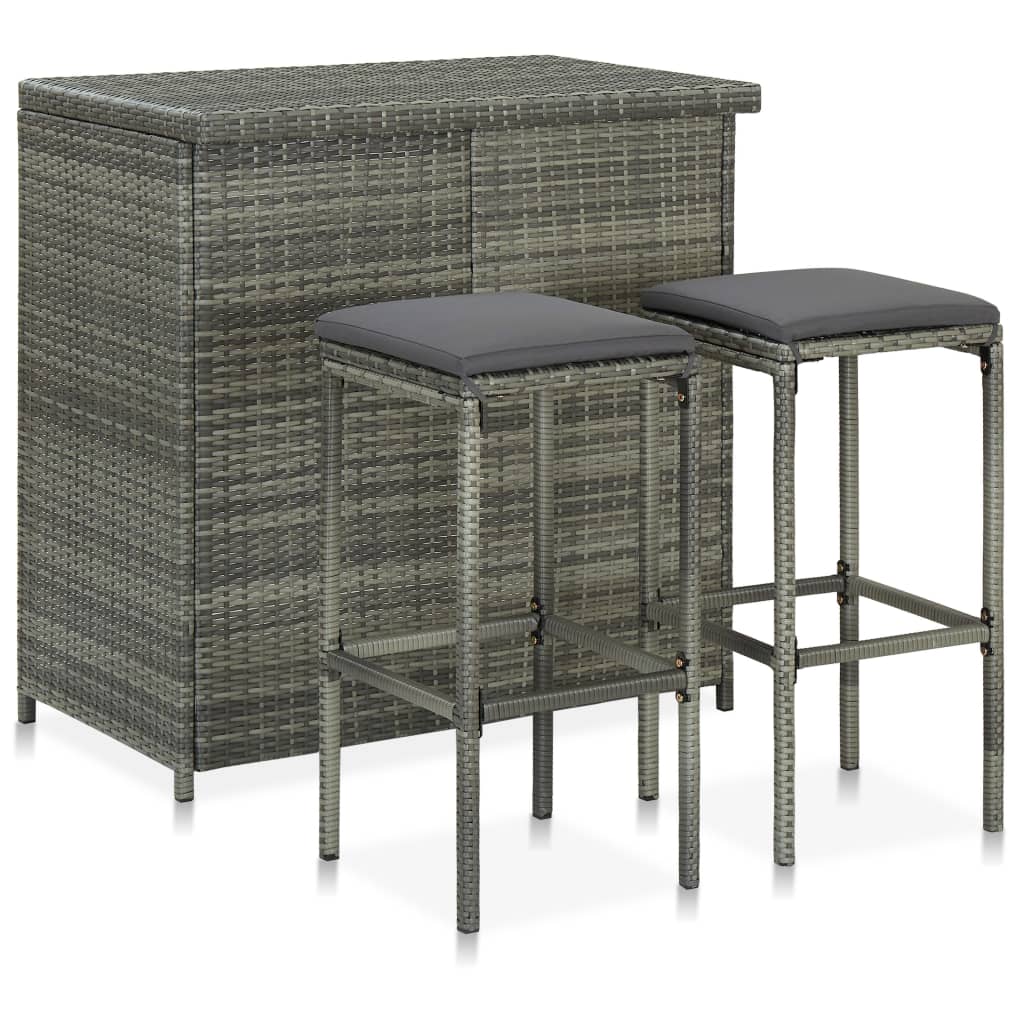 Bar Set Pe Rattan, Steel Large Bar Set Rectangular