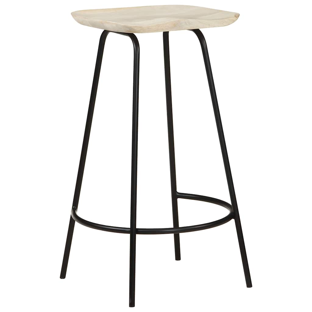 Bar Stool Set Of 2 Bleached Wood And Metal