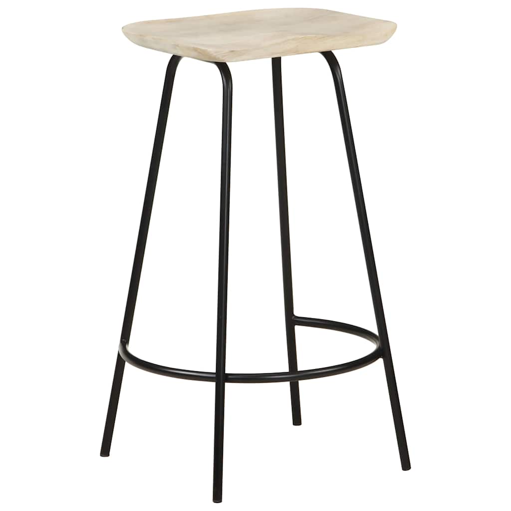 Bar Stool Set Of 2 Bleached Wood And Metal