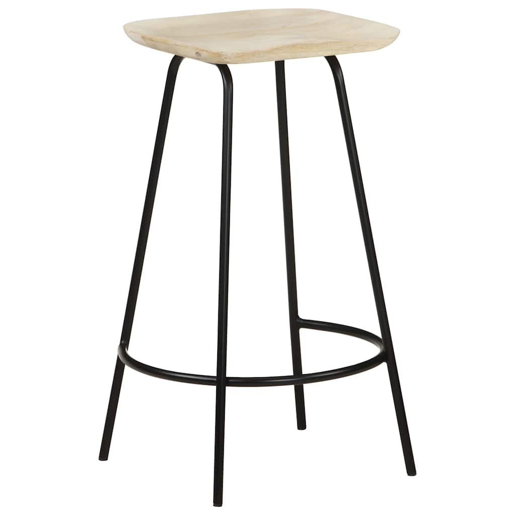 Bar Stool Set Of 2 Bleached Wood And Metal