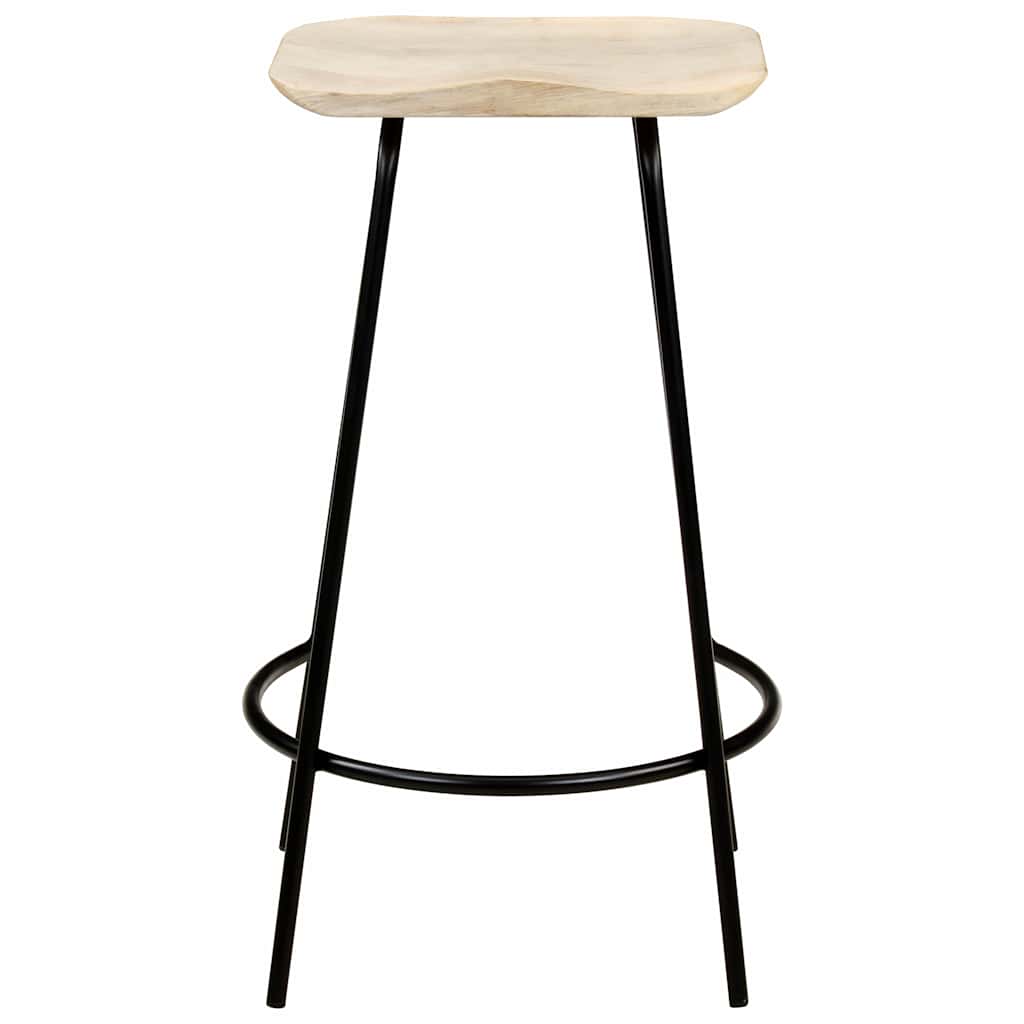 Bar Stool Set Of 2 Bleached Wood And Metal