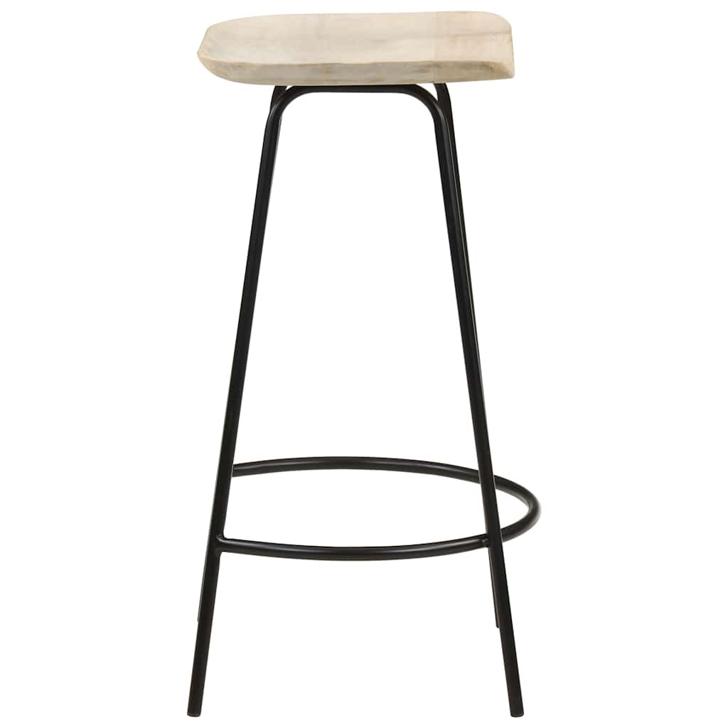 Bar Stool Set Of 2 Bleached Wood And Metal